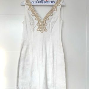 Lily Pulitzer White Dress with Gold Embroidery